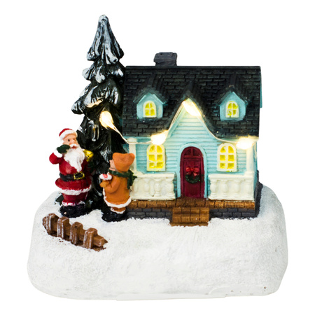 Dekoracja ceramiczna domek z Mikołajem