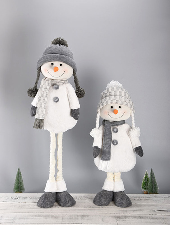 Dekoracja świąteczna bałwan na teleskopowych nogach w czapce 81 cm