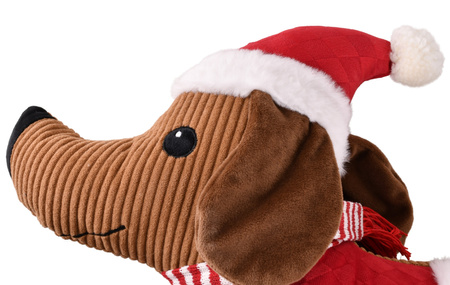 Poduszka świąteczna dekoracyjna pies w stroju mikołaja